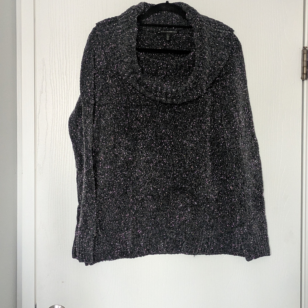 White House Black Market Sparkling Black Cowl Neck Sweater